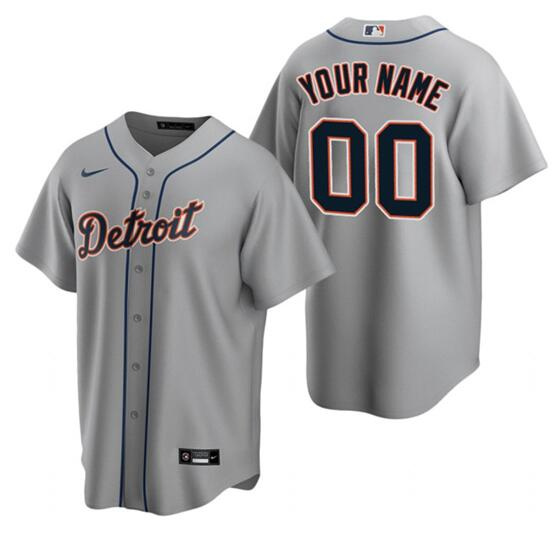 Men's Detroit Tigers ACTIVE PLAYER Custom Gray Cool Base Stitched Baseball Jersey Men's Detroit Tigers ACTIVE PLAYER Custom Gray Cool Base Stitched Baseball Jersey